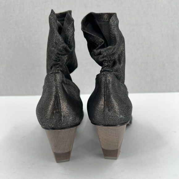 COCLICO Shoes Womens 37 Gray Metallic Juno Boot Stretch Anthracite Scrunch - Picture 3 of 12